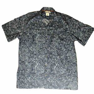 Columbia Shirt Mens Large Blue Southwest Fish Whale Print Blue Pocket S/S